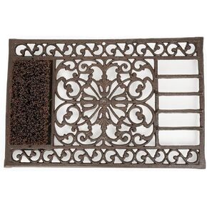 Sungmor Outdoor Cast Iron Doormat, Vintage Boot Scraper with Brushes, Rust Rectangle Shoe Scraper Mat, 22.8" Heavy Duty Decorative Shoe Cleaning Mat for Front Door, Entrance, Garden