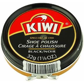 KIWI Black Shoe Polish and Shine | Leather Shoe Cleaner for Dress Shoes and Boots | Carnauba Wax | 1 1/8 Oz | Pack of 12