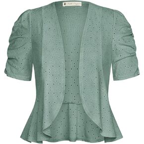 Belle Poque Women's 2025 Summer Bolero Shrug Lightweight Short Sleeve Cropped Open Front Cardigan for Dresses