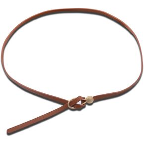 Knot High Waist Belt for Dresses Jeans Pants Leather Thin Belt Brown Black Belt for Womens Adjustable Belts