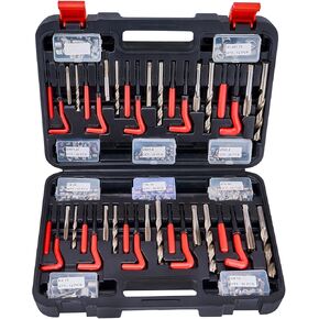 304pcs Thread Repair Kit, SAE and Metric Helicoil Repair Kit, HSS Drill, Threaded Inserts, Screw Tap, Installation and Tang Break Tool, 1/4" 5/16" 3/8" 7/16" 1/2" M5 M6 M8 M10 M12