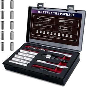 M11X1.5 Metric Thread Repair Kit with Insert HSS Drill, Tap, Counterbore, Installation Driver, 10PCS Stainless Steel Insert M11X1.5X30MM