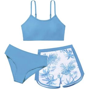 Girls 2 Piece Swimsuits with Shorts Spaghetti Strap Bikini Set Bathing Suit Beach Swimwear for Teen Girls