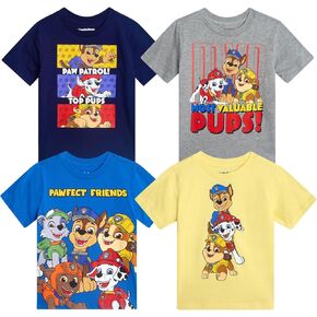 Nickelodeon Boys' T-Shirt - 4 Pack Paw Patrol Short Sleeve Crewneck Graphic Tees - Fun Casual Shirts for Boys (Sizes: 3T-7)