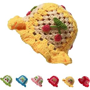 Crochet Bucket Hats for Women Handmade Floral Hat Cute Foldable Knitted Hats for Women