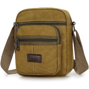 Small Canvas Messenger Bag Vintage Style Crossbody Shoulder Bag Military Satchel for Men & Women