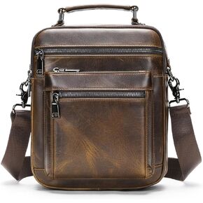 NIUCUNZH Genuine Leather Small Messenger Bag Vintage Leather Man Purse Handbag Crossbody Shoulder Bags for Men