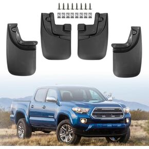 واقي الطين مناسب لسيارة Toyota Tacoma 2005-2015 لا يتطلب الحفر واقي الطين القابل للانحناء للسيارة، الأمامي والخلفي 4 قطع من اللوحات الطينية