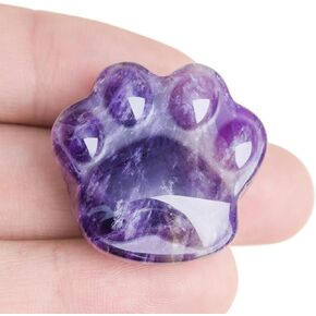 Cat Amethyst Crystals and Healing Stones, Natural Stone for Anxiety Relief, Emotional Balance & Positive Energy, Worry Stones for Stress Relief, Unique Gift for Crystal Cat Lovers Women Men (Amethyst)