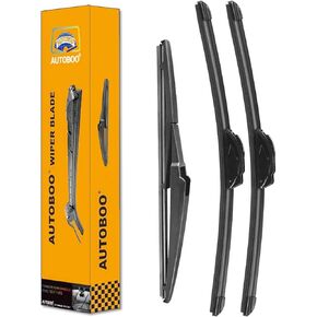 AUTOBOO 26"+18" Windshield Wipers Blades Replacement for Toyota Highlander 2020 2021 2022 2023 with 10 Inch Rear Wiper Blade -Original Factory Quality (Pack of 3)
