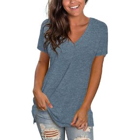 Sipaya Womens T Dorts Basic v الرقبة Tee فضفاضة مناسبة غير رسمية قصيرة الأكمام
