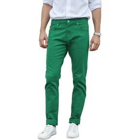Tegias Men's Slim-Fit Plaid Jean Classic Comfor