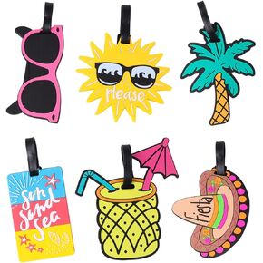 LOKIPA 6 Pack Unique Luggage Tags - Fun Summer Beach Travel Tags for Suitcase, Baggage and Backpack