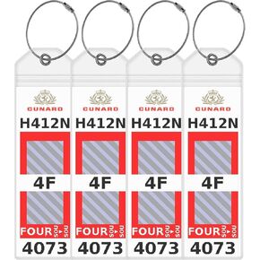 Cunard Cruise Luggage Tag Holders [4 Pack] – Waterproof, Durable Plastic with Steel Loops – Fits All Cunard Ships for Cruising in 2024, 2025 and 2026