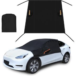 غطاء الزجاج الأمامي لـ Tesla Model 3 Y ، غطاء ثلجي للزجاج الأمامي مع مقاومة للرياح مقاومة للرياح ، الصقيع ، الجليد ، الثلج ، حماية الأشعة فوق البنفسجية ، مناسبة لجميع الطقس ، مناسبة لشاحنات سيارات الدفع الرباعي المتعددة
