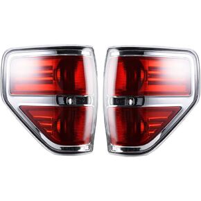 Pair of Tail Light Lens Cover Silver, Compatible with Ford F150 F 150 2009-2014, Driver and Passenger Side