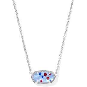 Kendra Scott Womens Elisa Pendant Necklace Silver Red White Blue Star Illusion One Size