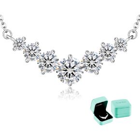 Moissanite Necklace for Women, 2.8–4.5 Carat Lab Created Diamond Pendant, Anniversary or Wedding Necklace for Wife, Elegant Sterling Silver Gift for Her, Birthday or Christmas Jewelry