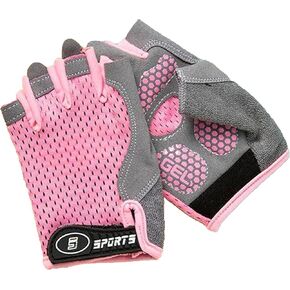 Kids Half Finger Cycling Gloves Non-Slip Adjustable Outdoor Sports Gloves for Girls Boys 3-8 Years Old