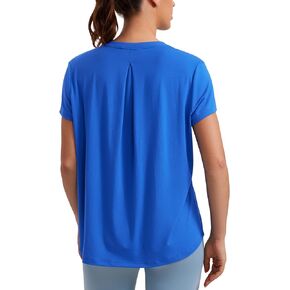 CRZ YOGA Short Sleeve Yoga Tops for Women Soft Loose Casual Flowy Shirts Crew Neck Workout Basic T-Shirt
