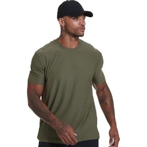 True Classic Workout Shirts for Men - Athletic Tops & Gym Shirts for Men, Quick-Dry Mens Workout Shirt, Pack of 1, Military Green, L