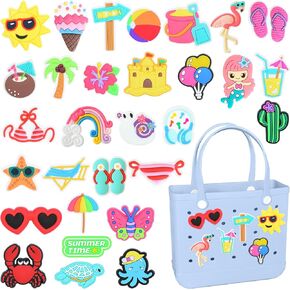 30Pack Charms Compatible with Bogg Bag Accessories, Southern Beach Tote Insert Decorations, Summer Vacation Essentials