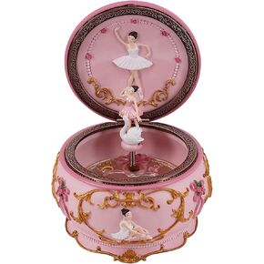Classical Ballerina Music Box Collectible Mechanical Musical Box with Colorful Lights and Sankyo 18-Note Wind Up Signs of The Girl Heart Gift for Birthday Christmas(Swan Lake)