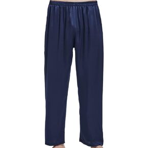 LEPTON 19mm 100% Mulberry Silk Pants for Men, Silk Pants Sleepwear, Relaxed Fitness Wear, Front Pockets, Elastic Waist