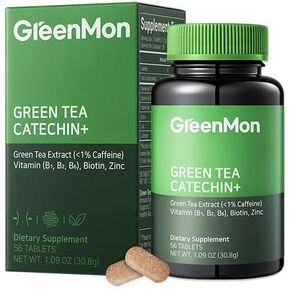 Green Tea Catechin+ - Contains Catechin 300mg, Aloe Vera Extract Powder, Vitamins, Biotin for Dietary and Health Supplement (56 Tablets / 28 Days Serving)