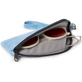 علبة نظارات Eyeglass المزدوجة ، ناعم بولي ناعم ثنائي السفر ، حقيبة حقيبة منظمات نظارة شمسية مع سوستة للرجال نساء