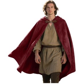Joukavor Velvet Hooded Cloak Renaissance Cape مع غطاء للرجال للنساء أزياء الهالوين