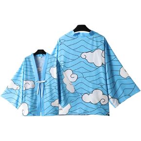 Unisex Kimono Cardigan Cloak Kamado Anime Cosplay Costume Jacket Sleepwear Casual Open Front Coat