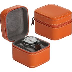 Single Watch Box, Small Watch Travel Cases for Men Women, Portable Zipper Wristwatches Storage Holder Boxes with Removable Pillow (Black)