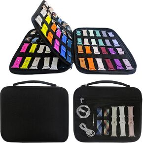 48 Slots Watch Bands Lage ، Watch Band Carning Case Face لمعظم أحجام أحزمة الساعات ، منظم حامل الفرقة ، حقيبة فقط (أسود)
