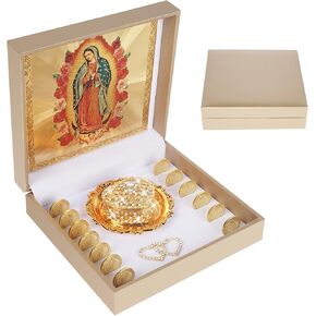 Arras Para Boda Catolica مع صندوق هدايا Virgen de Guadalupe ، Arras de Boda Cristiana ، Premium Arras de Boda ، عملات زفاف كاثوليكية Arras Box ، مجموعة الزفاف المكسيكية Arras Coins (Silver)