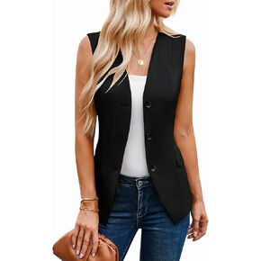 GRACE KARIN Women 2025 Button Down Sleeveless Vest Blazers Fully Lined Open Front Work Vest Tops Outwear Pocket
