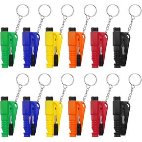 Pifoog 16 PCS Car Window Breaker-keychain 3-in-1 أداة هروب في حالات الطوارئ الأداة الزجاجية قاطع حزام الأمان القاطع إنقاذ صافرة صافرة السيارات المدمجة على السيارات 8 ألوان