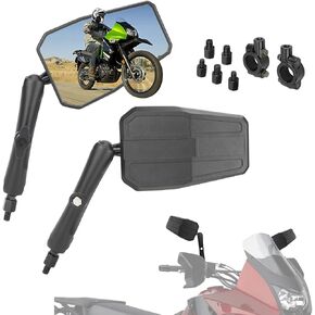 Motorcycle Rear View Mirror 8/10MM Angle Adjustable Aluminum Mirror Universal for KLR 650 CRF300L DRZ400 KLX300 390/790/890/1290 Adventure R1250GS Tenere 700 ADV Dirt Bike Dual Sport