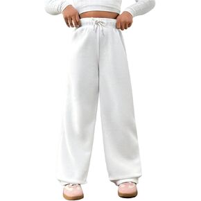 Girl's Basic Straight Leg Long Pants Soft Baggy Track Pant Sports Wear