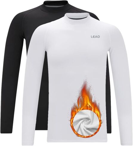 LEAO Youth Boys Compression Shirt Fleece Quick Dry Sports Baselayer Soccer Baseball Basketball Undershirt in Saudi Arabia