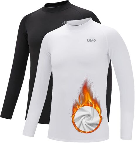 LEAO Youth Boys Compression Shirt Fleece Quick Dry Sports Baselayer Soccer Baseball Basketball Undershirt in Saudi Arabia