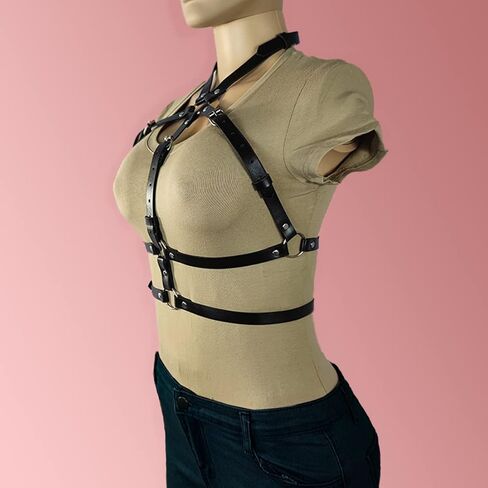 Punk Body Chain Adjustable Harness Belt for Women Leather Harness Women Bra Chain Chain Bra Harness Body Chain Harness for Women leather Women Chest Harness in Saudi Arabia