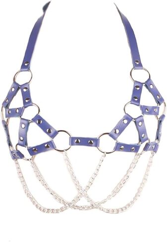 Stylish Gothic Punk Chest Harness for Women - Adjustable Leather Braided Chain Waist Belt in Kuwait