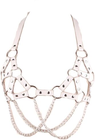 Stylish Gothic Punk Chest Harness for Women - Adjustable Leather Braided Chain Waist Belt in Kuwait
