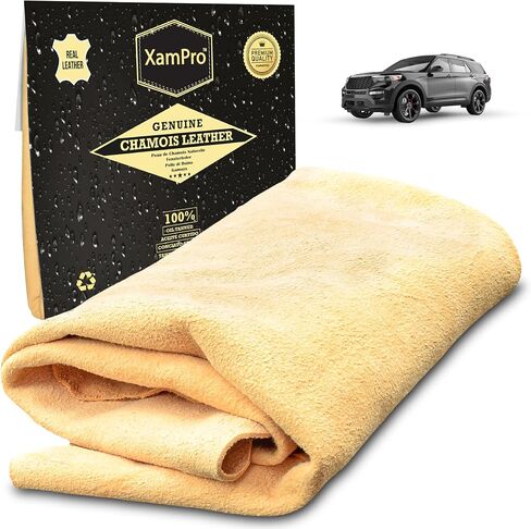 Professional 4.5 sq ft English Premium Natural Chamois - Clean Like a pro with Our Biggest and Best Chamois - Superb Drying Capacity Easy, Streak Free Finish - Made in The UK in Kuwait