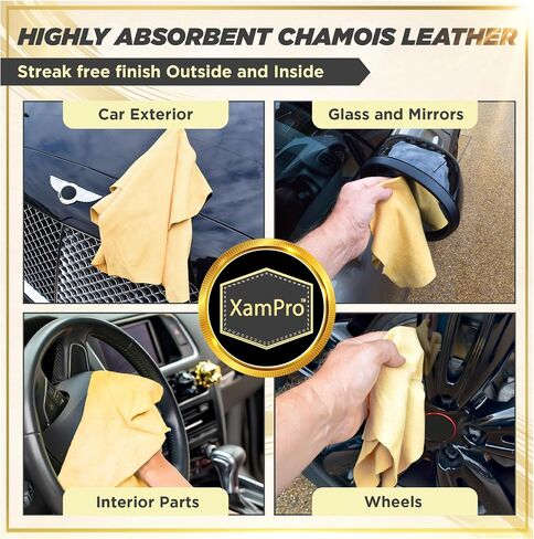 Professional 4.5 sq ft English Premium Natural Chamois - Clean Like a pro with Our Biggest and Best Chamois - Superb Drying Capacity Easy, Streak Free Finish - Made in The UK in Kuwait