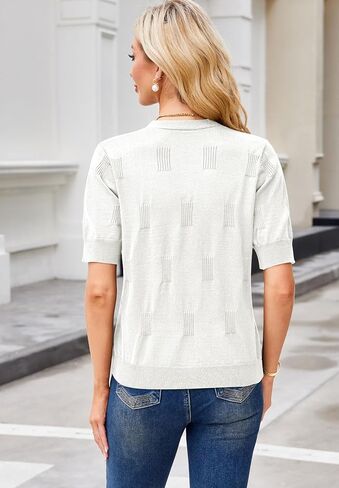 Yekaty Short Sleeve Cardigans for Women Lightweight Summer Sweaters Cropped V Neck Button Bolero Sweater in Saudi Arabia