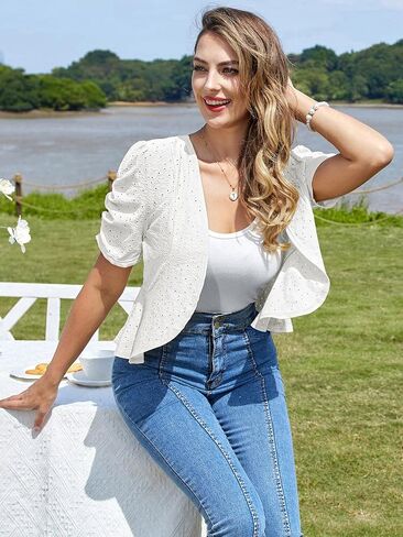 Belle Poque Women's 2025 Summer Bolero Shrug Lightweight Short Sleeve Cropped Open Front Cardigan for Dresses in Kuwait
