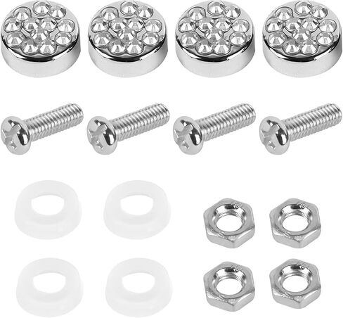4PCS Bling Car License Plate Screw Bolt Cap, Rhinestone License Plate Fasteners Screws Caps Covers Set, License Plate Frame Bolt and Cap Kit with Nut Washer for Car Truck SUV (Black) in Kuwait