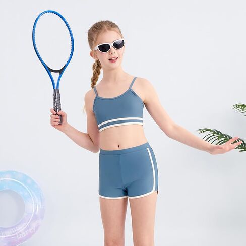 Girls 2 Piece Swimsuits with Shorts Spaghetti Strap Bikini Set Bathing Suit Beach Swimwear for Teen Girls in Saudi Arabia